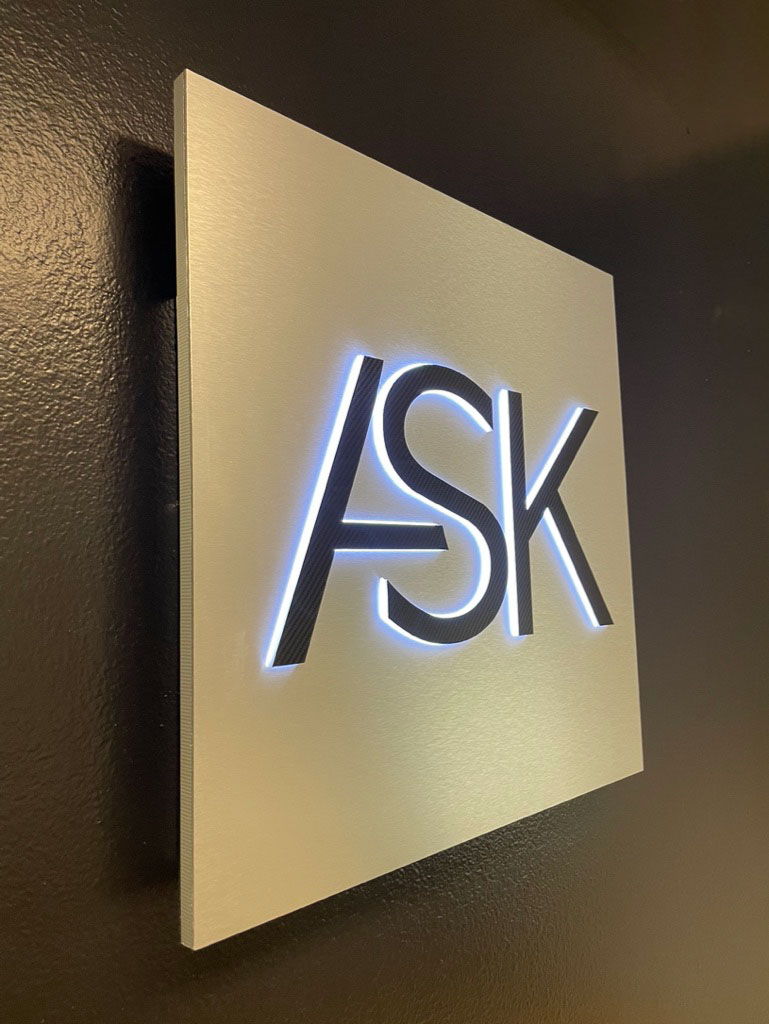 Adam Kutner Law Firm Backlit Lobby Sign